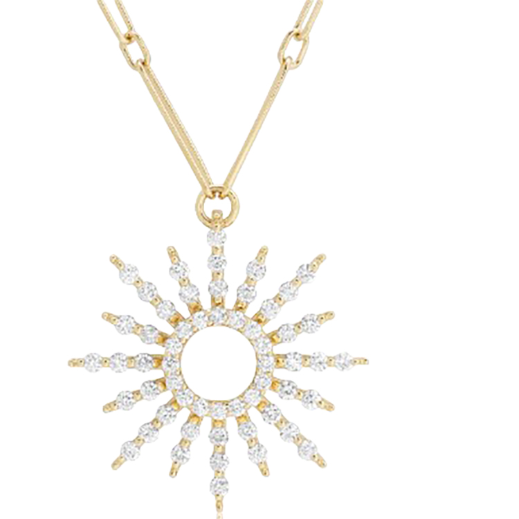 18K Yellow Gold Sunburst Diamond Pendant