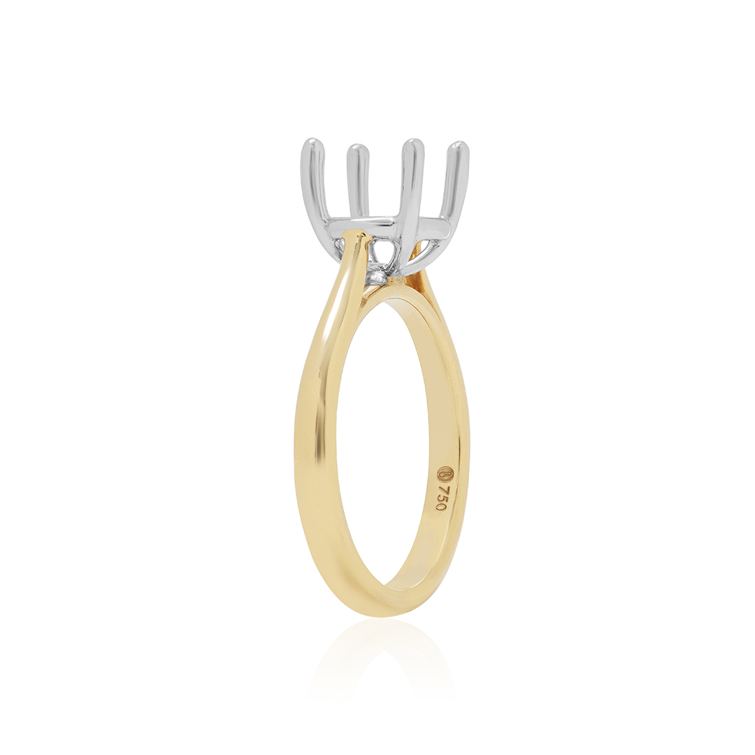 18K Yellow Gold New Aire Solitaire Mounting With Platinum Head