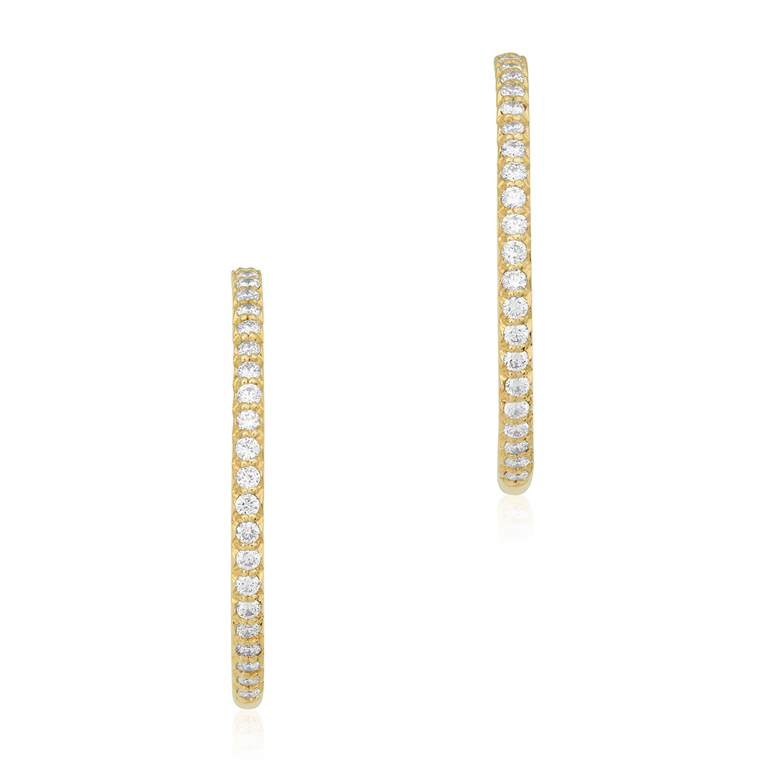 Roberto Coin 18K Yellow Gold Inside Out Diamond Hoop Earrings