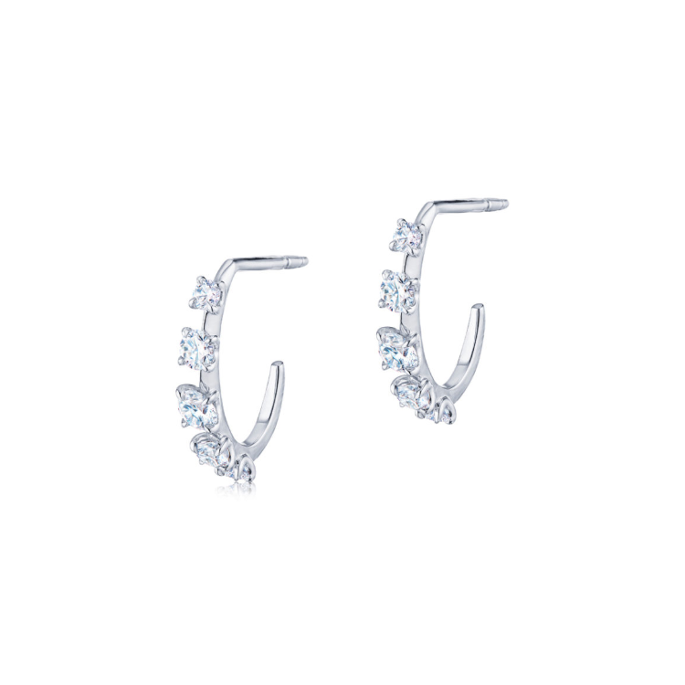 Kwiat 18K White Gold and Diamond Starry Night Hoop Earrings