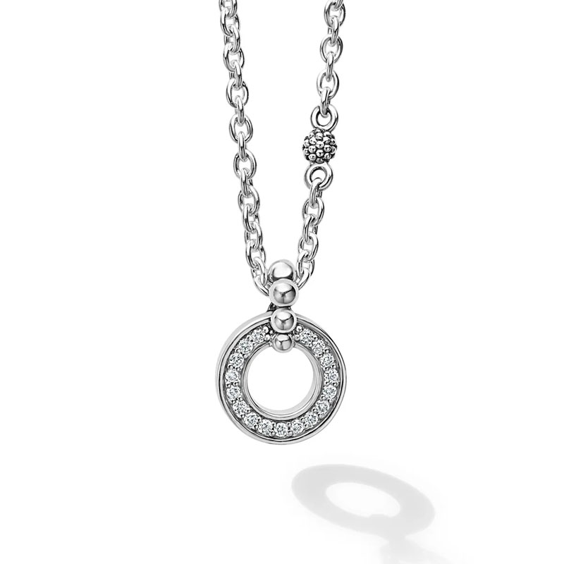 Lagos Sterling Silver Caviar Spark Collection Diamond Circle Necklace itemprop=