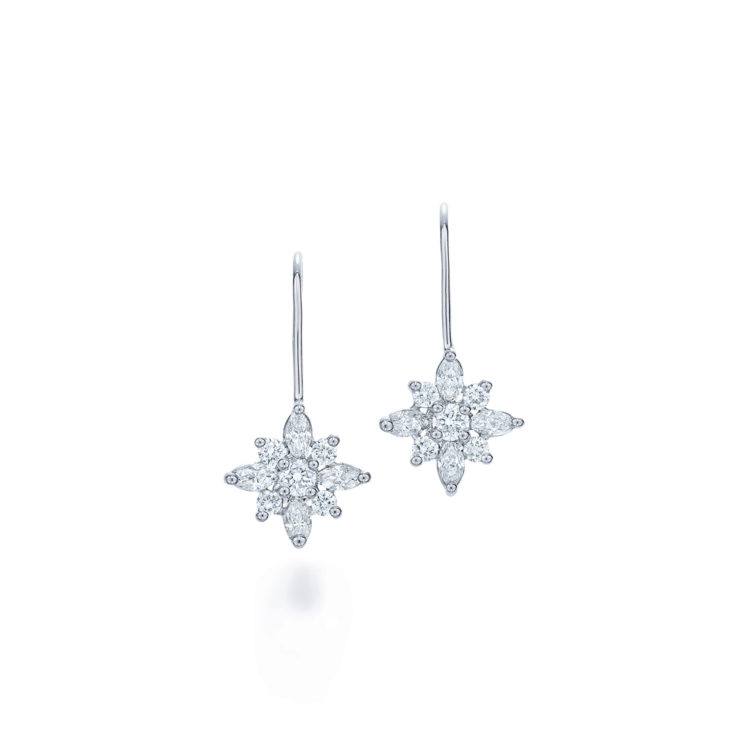 Kwiat 18K White Gold Star Diamond Earrings