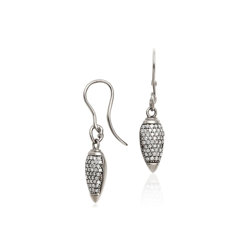 Brady Legler Oxidized 18K White Gold Diamond Paint Brush Earrings
