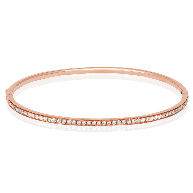 14K Rose Gold Diamond Bangle Bracelet