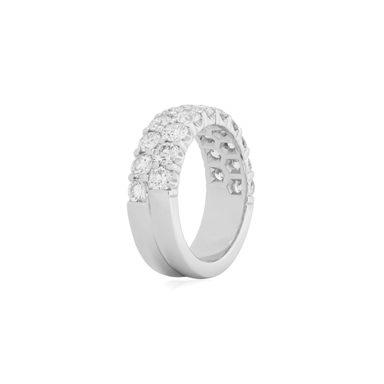 18K White Gold Diamond Two Row Band