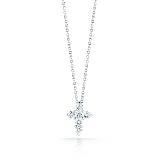 Roberto Coin 18K White Gold Tiny Treasures Mini Diamond Cross Pendant