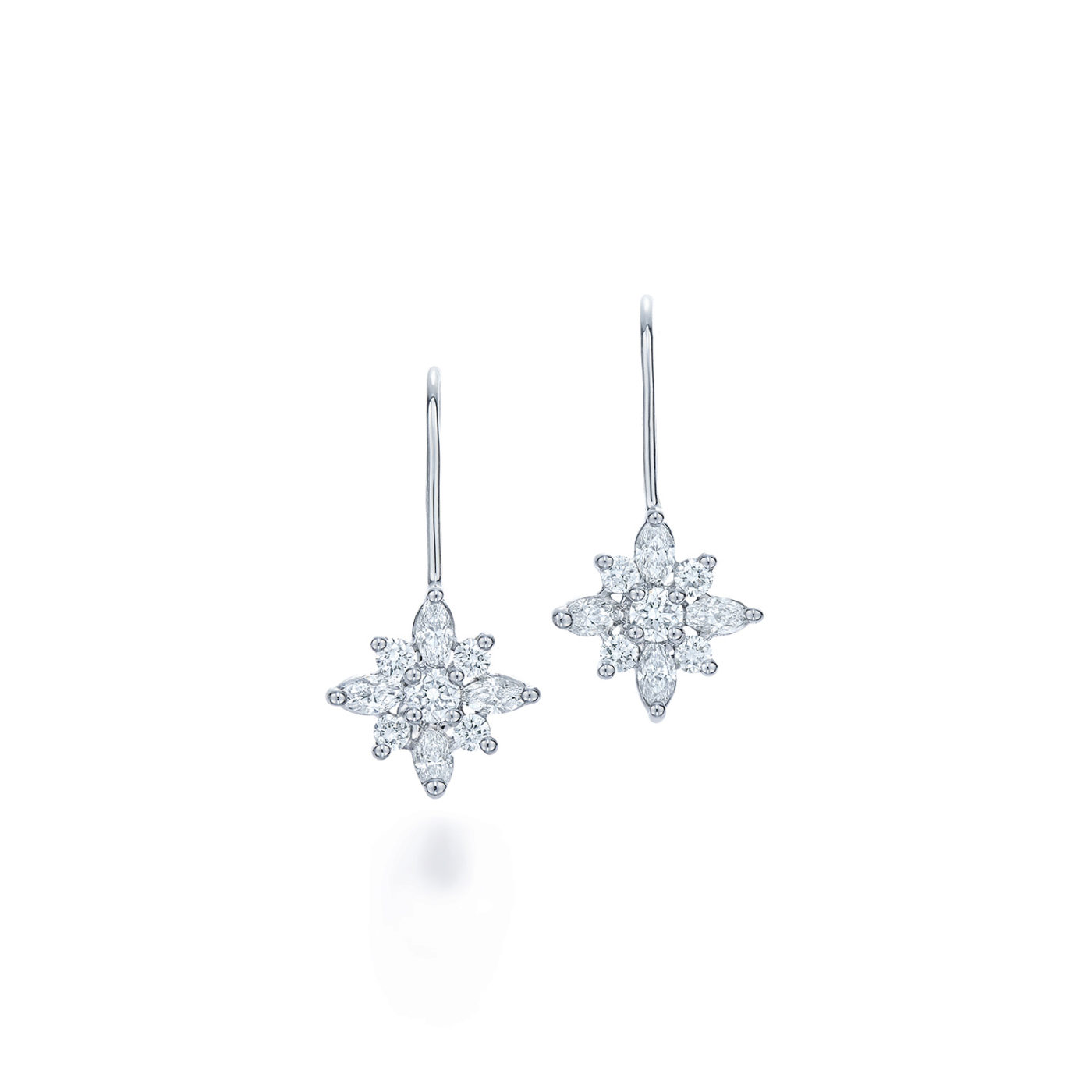 Kwiat Platinum and 18K White Gold Star Diamond Earrings