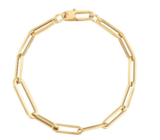 18K Yellow Gold Oval Paperclip Link Bracelet