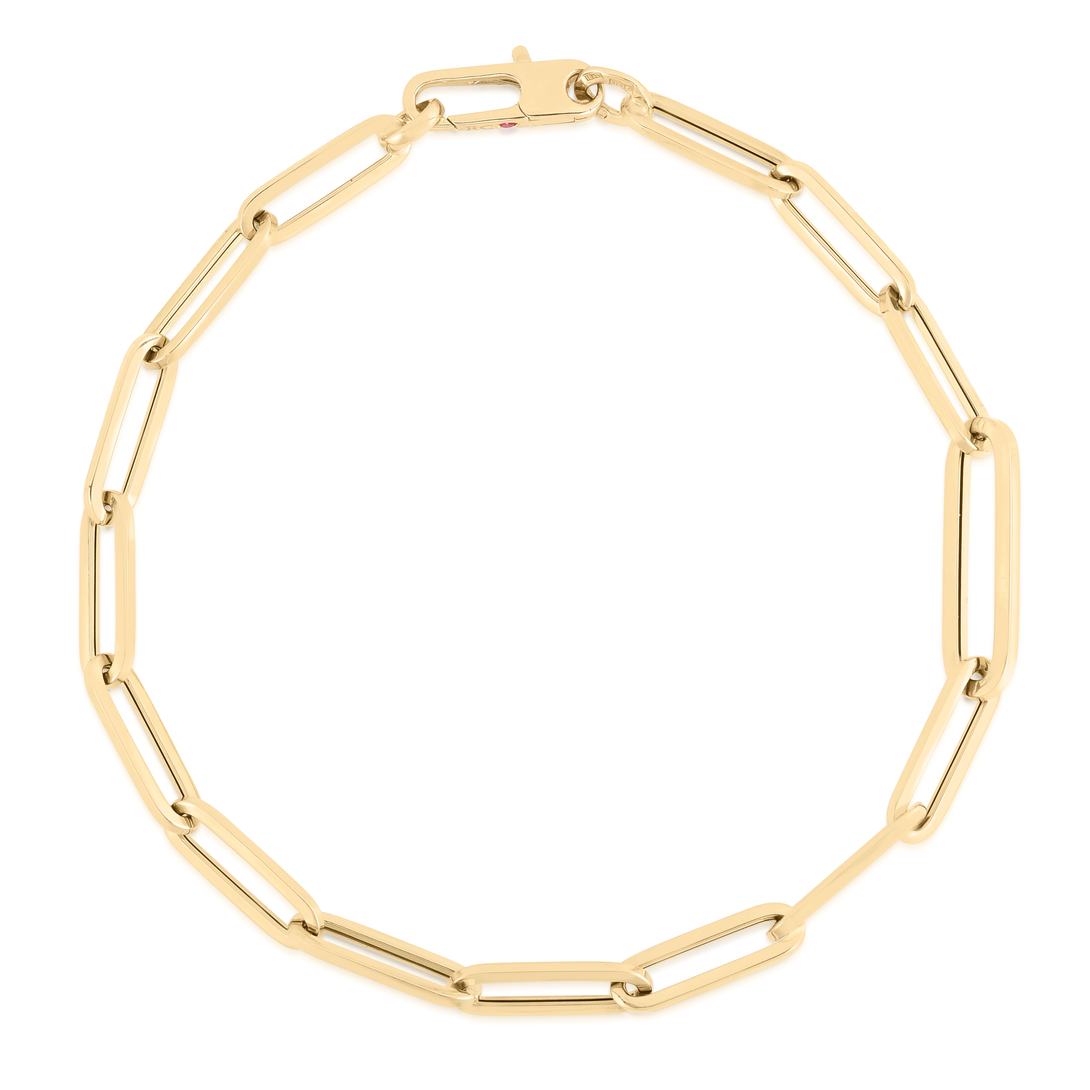 18K Yellow Gold Oval Paperclip Link Bracelet