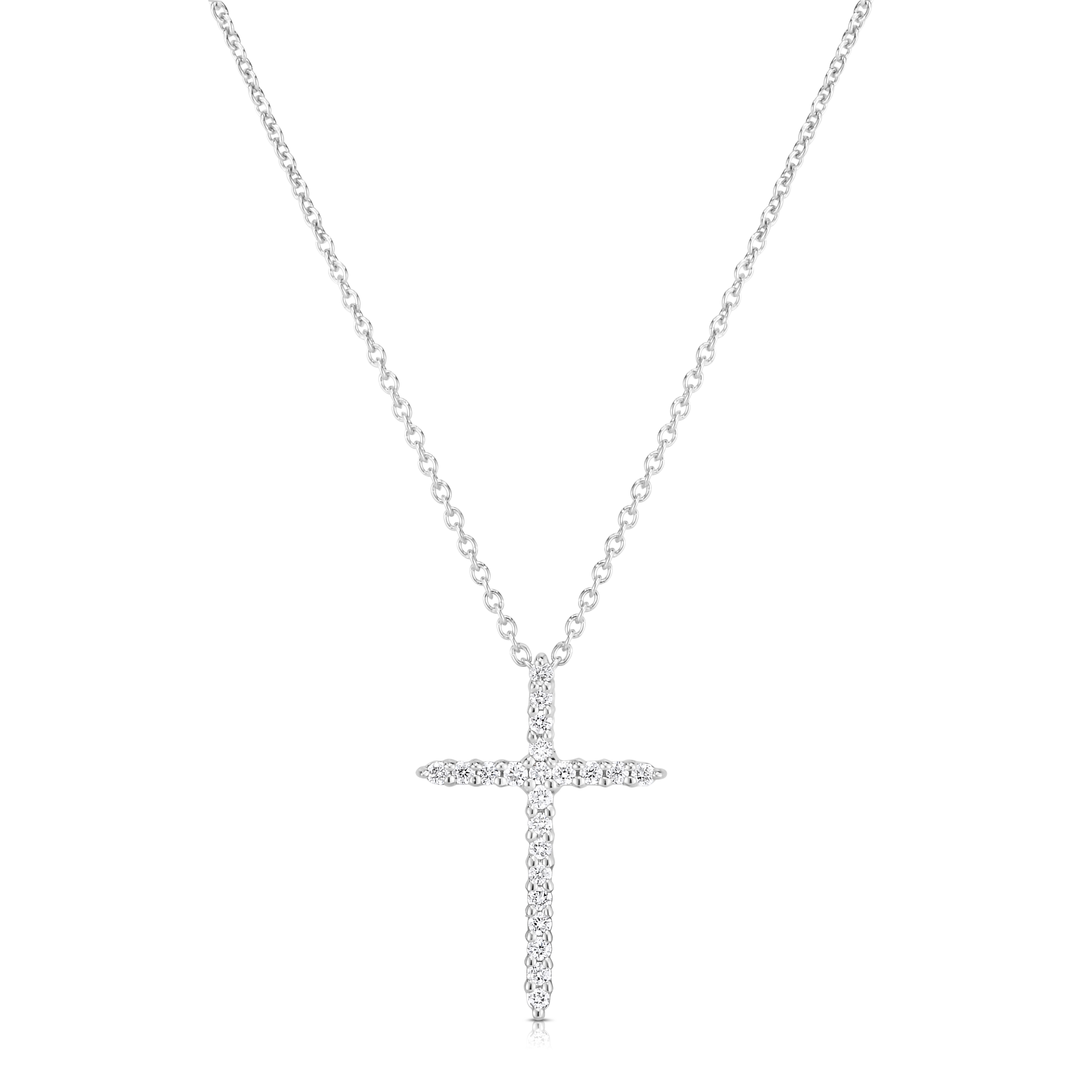 Roberto Coin 18K White Gold Tiny Treasures Diamond Sliver Cross Necklace