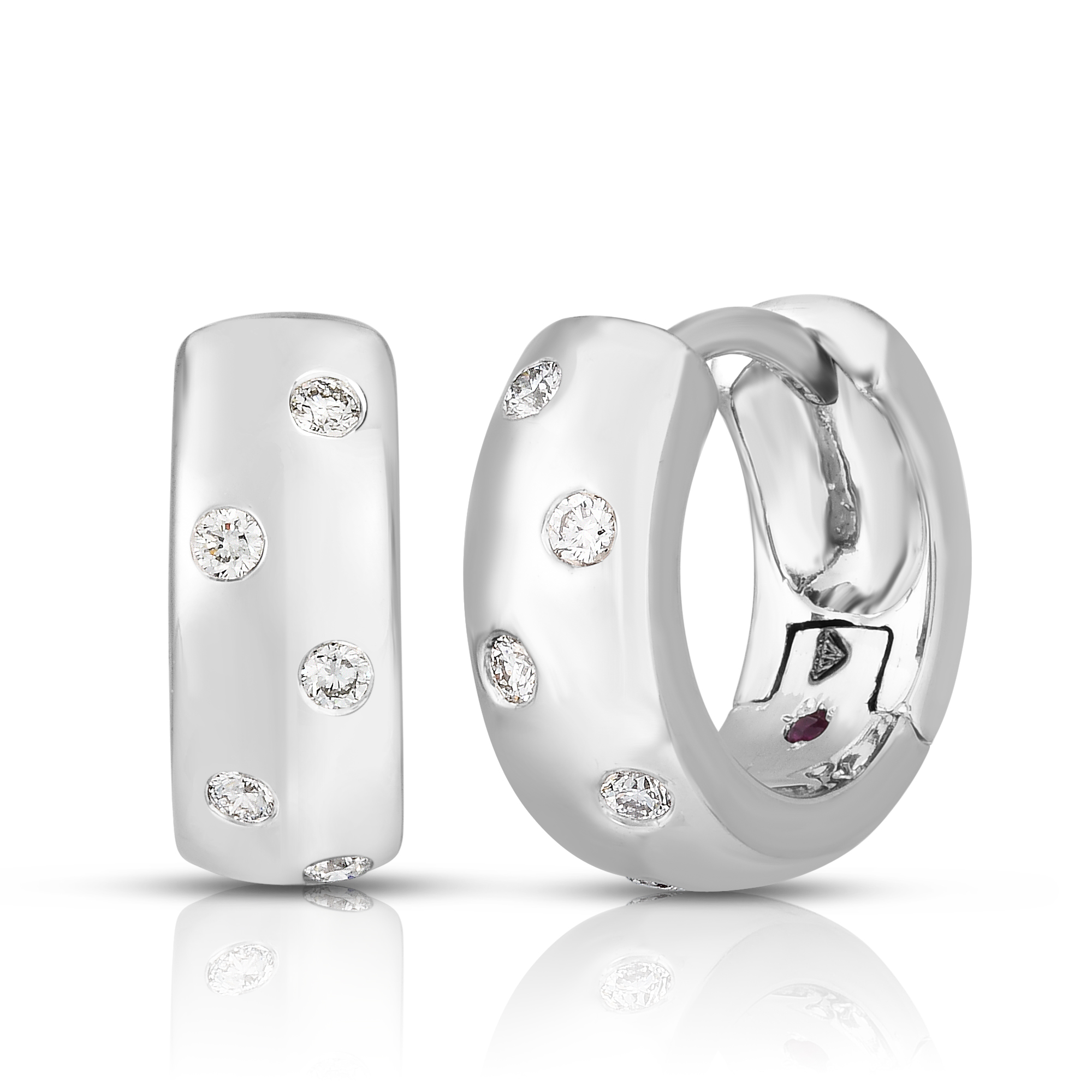 Roberto Coin 18K White Gold Tiny Treasures Diamond Huggie Hoop Earrings