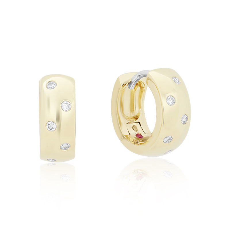 Roberto Coin 18K Yellow Gold Diamond Huggie Hoop Earrings