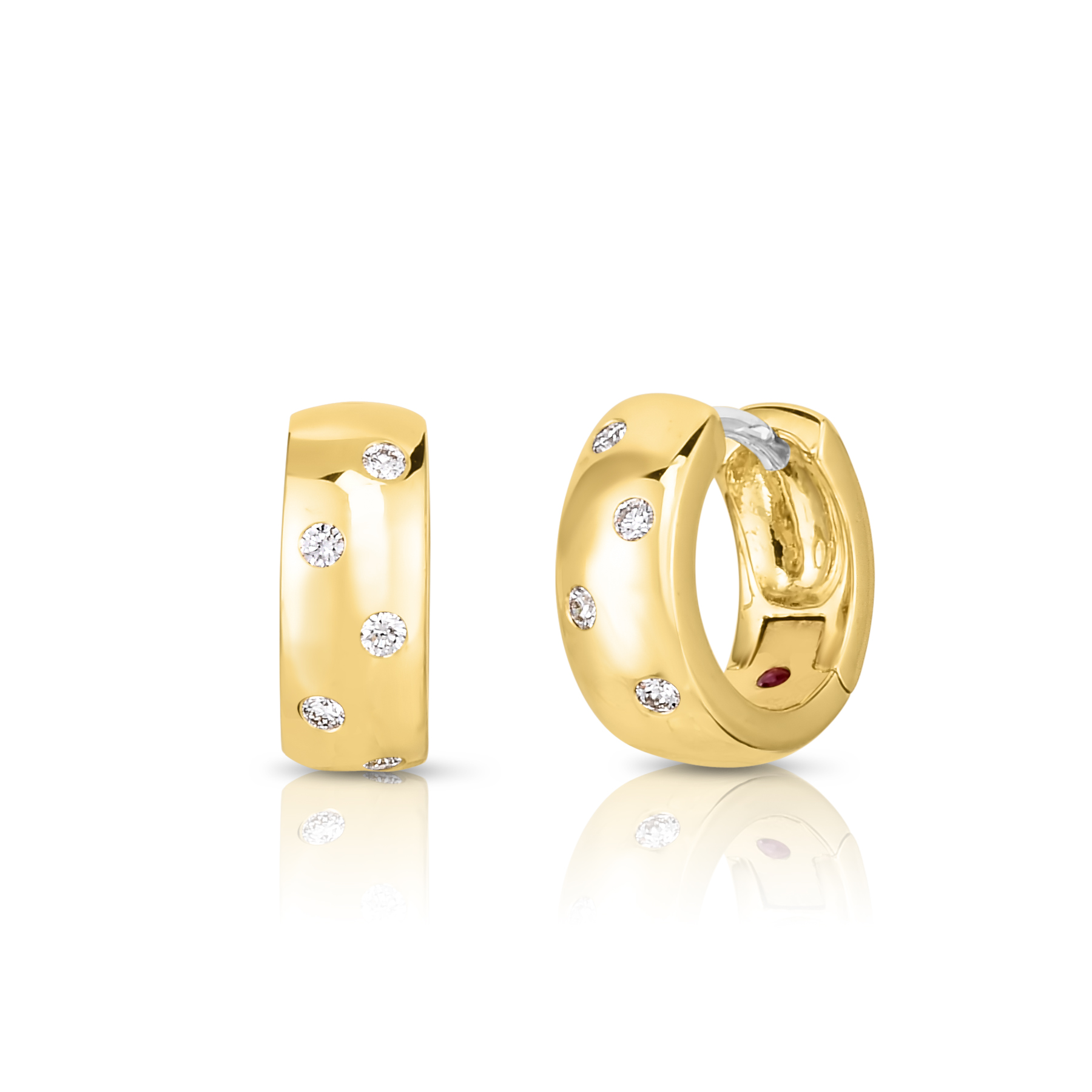 Roberto Coin 18K Yellow Gold Tiny Treasures Diamond Huggie Hoop Earrings