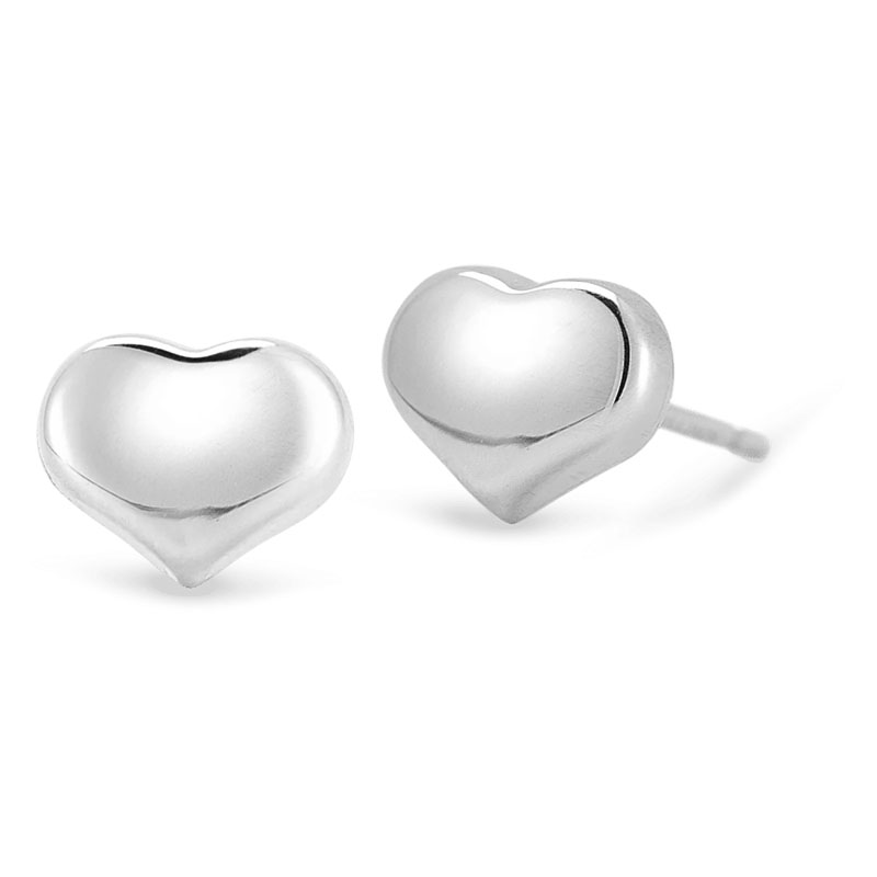 Roberto Coin 18K White Gold Puffed Heart Stud Earrings