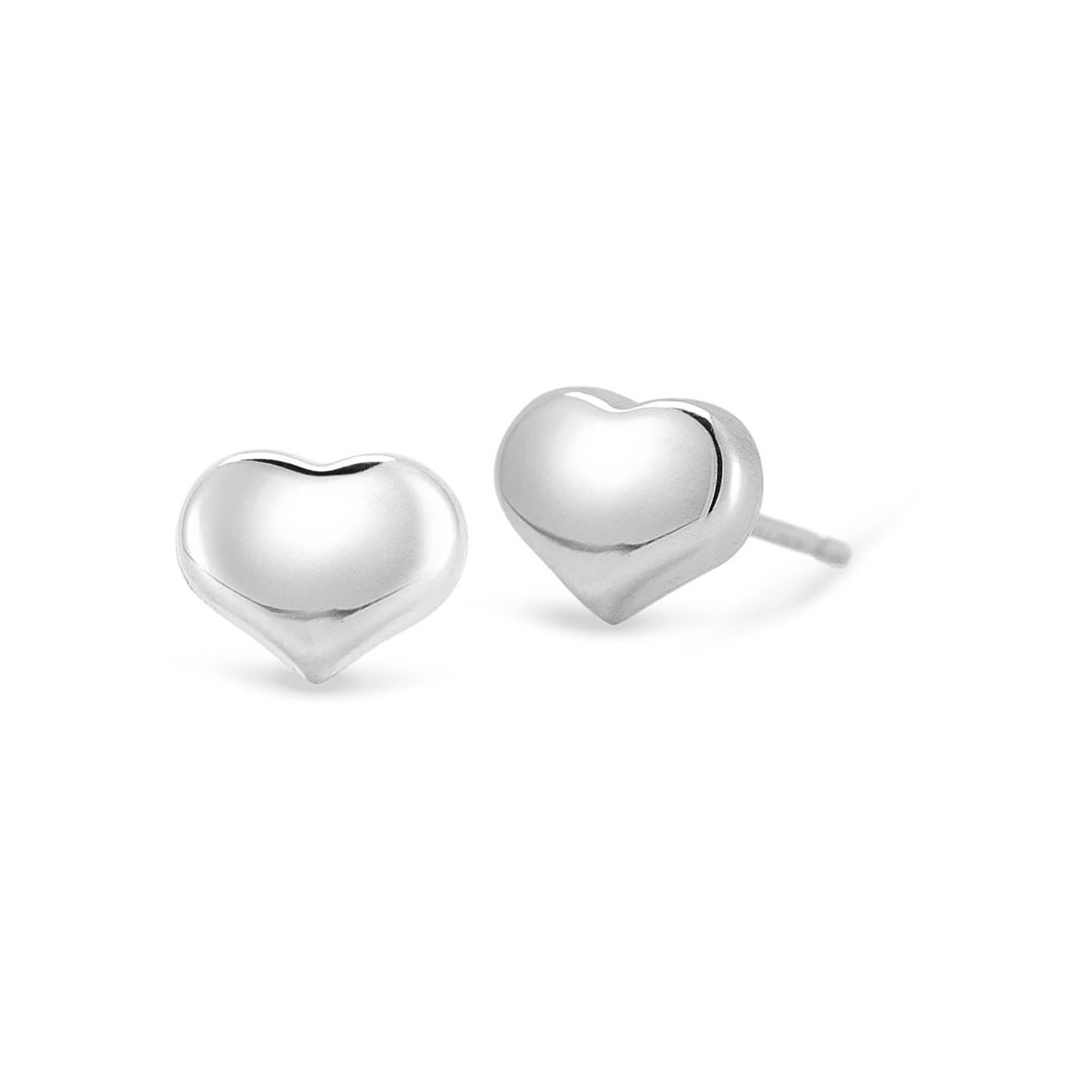 Roberto Coin 18K White Gold Puffed Heart Stud Earrings