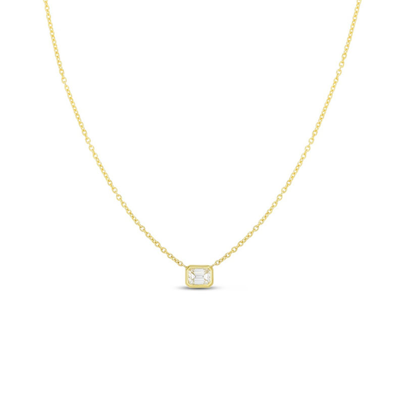 18K Yellow Gold Diamonds By The Inch Collection Emerald Cut Diamond Necklace