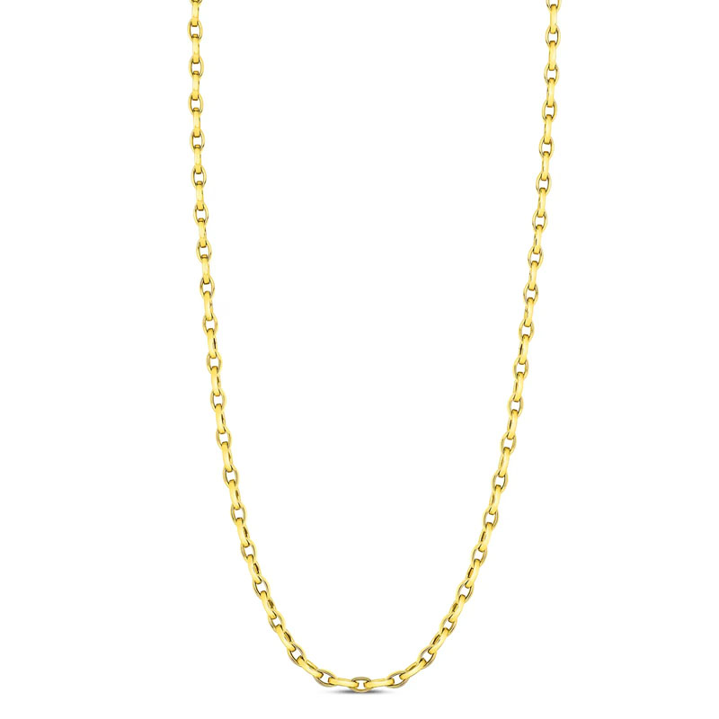 18K Yellow Gold Almond Link Necklace