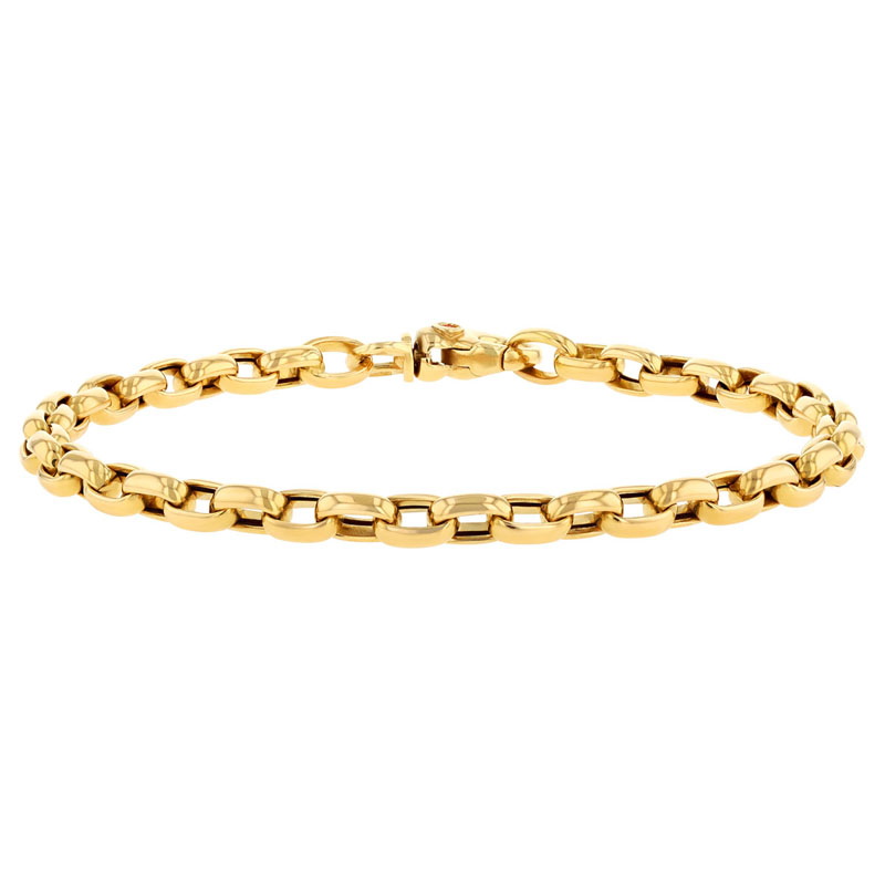 18K Yellow Gold Square Link Chain Bracelet