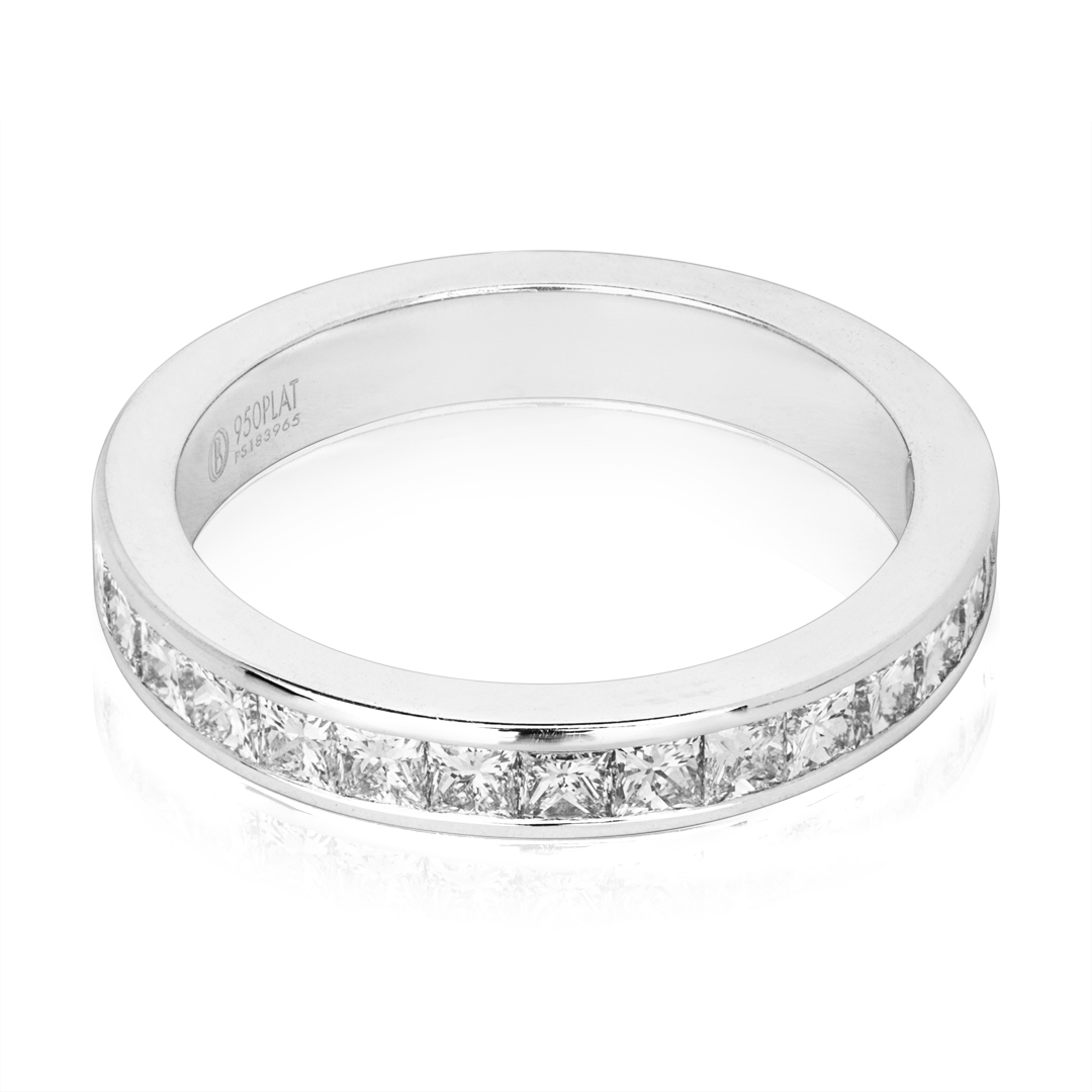 Platinum Princess Cut Diamond Eternity Band itemprop=