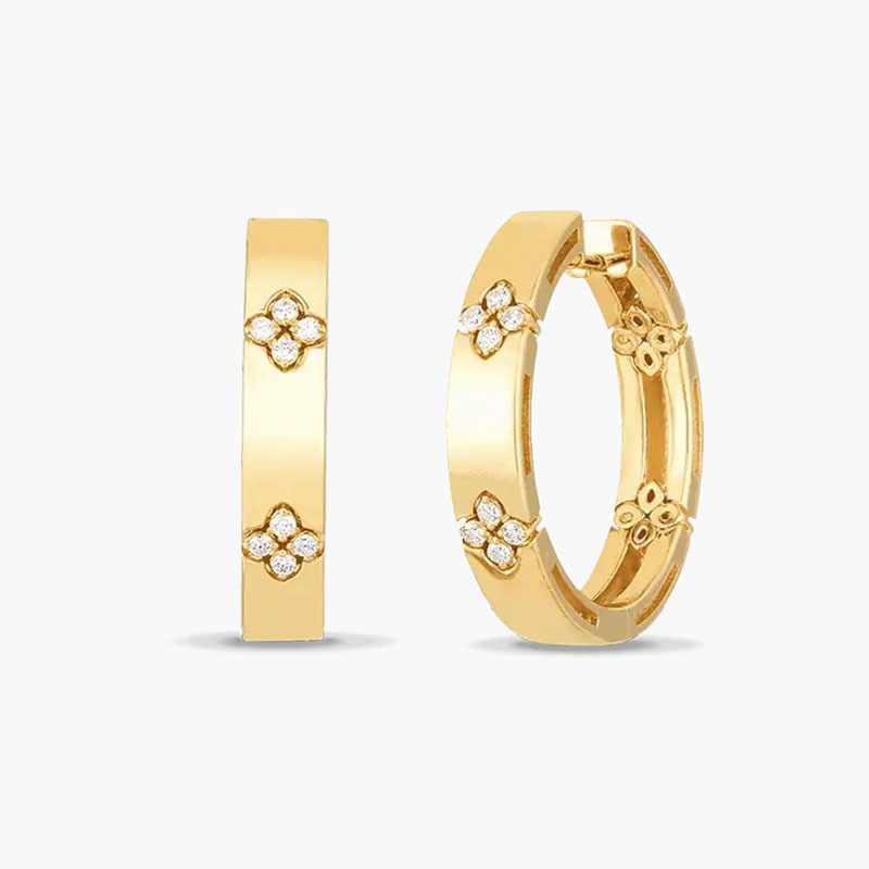 18K Yellow Gold Love in Verona Collection Diamond Hoop Earrings