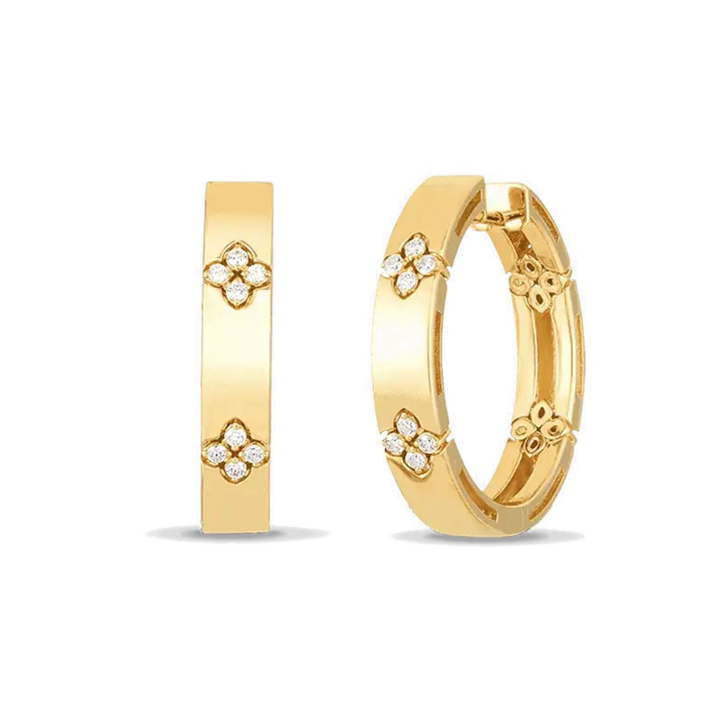 Roberto Coin 18K Yellow Gold Love in Verona Collection Diamond Hoop Earrings