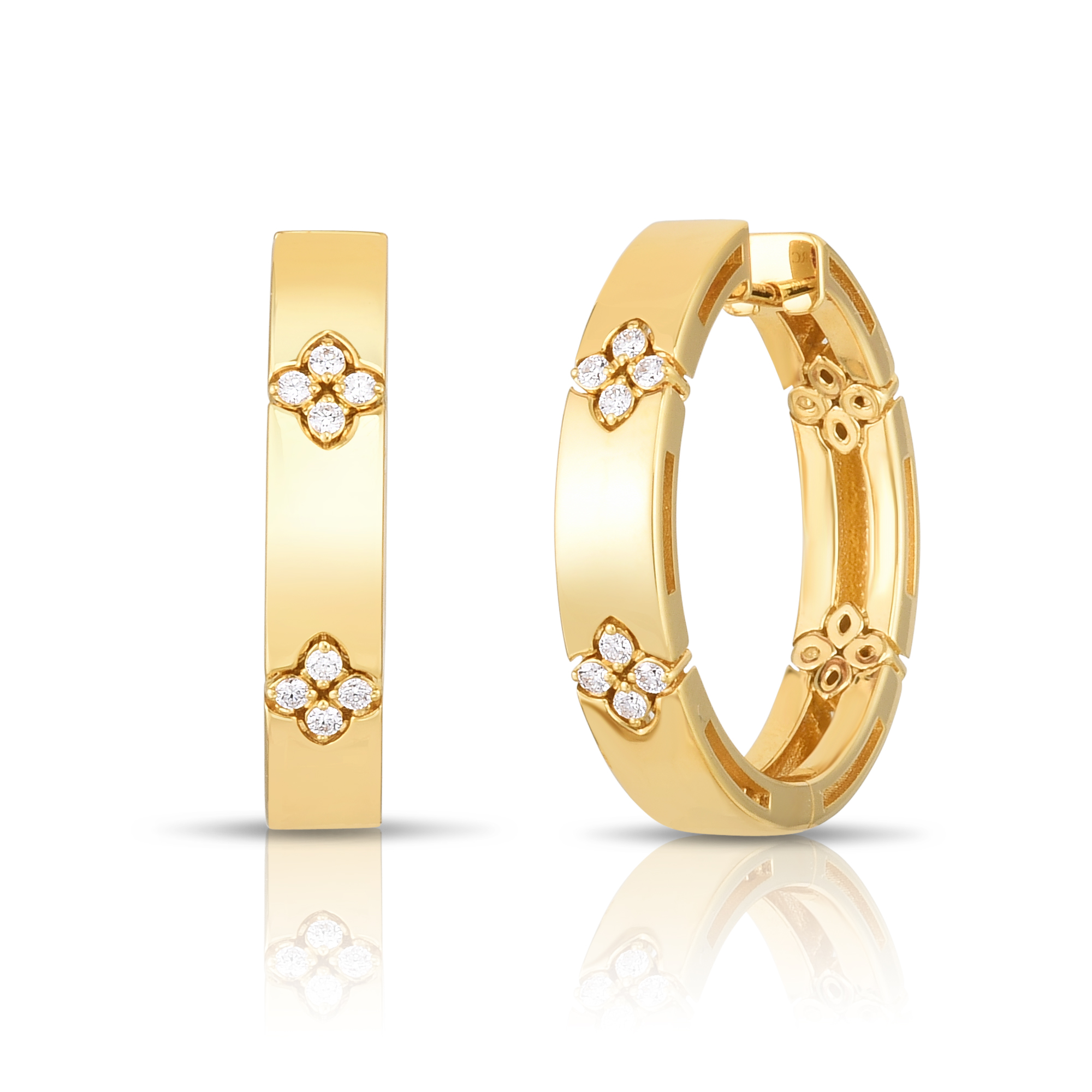 Roberto Coin 18K Yellow Gold Love in Verona Collection Diamond Hoop Earrings