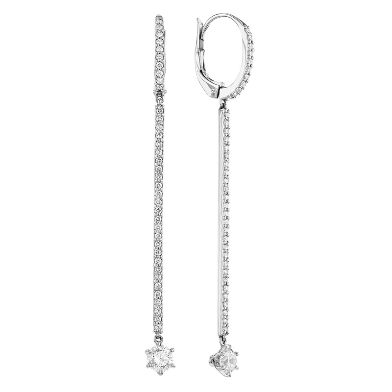 18K White Gold Diamond Matchstick Earrings