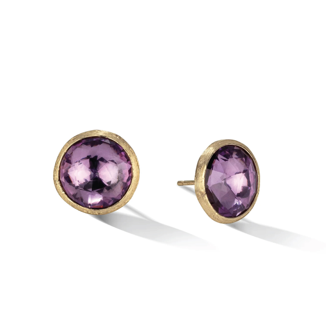 18K Yellow Gold Jaipur Collection Large Amethyst Stud Earrings