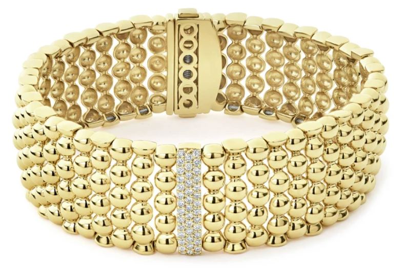 18K Yellow Gold Caviar Gold Collection Diamond Bracelet - 05-10325-DDM