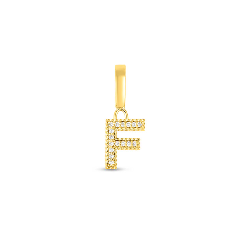 18K Yellow Gold Diamond Initial "F" Pendant