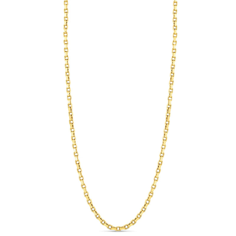 18K Yellow Gold Square Link Chain Necklace