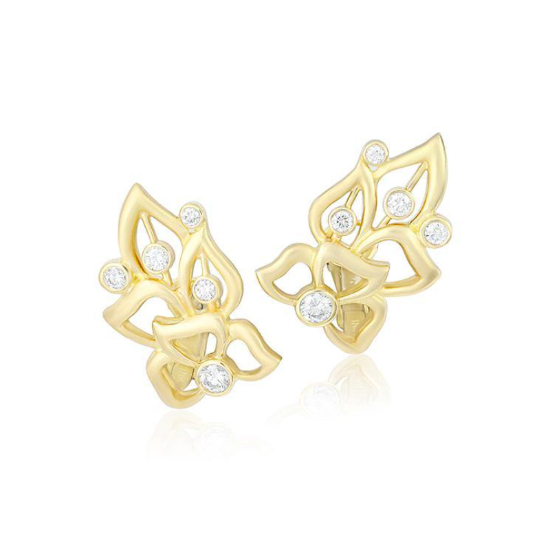 Carelle 18K Yellow Gold Diamond Florette Stud Earrings