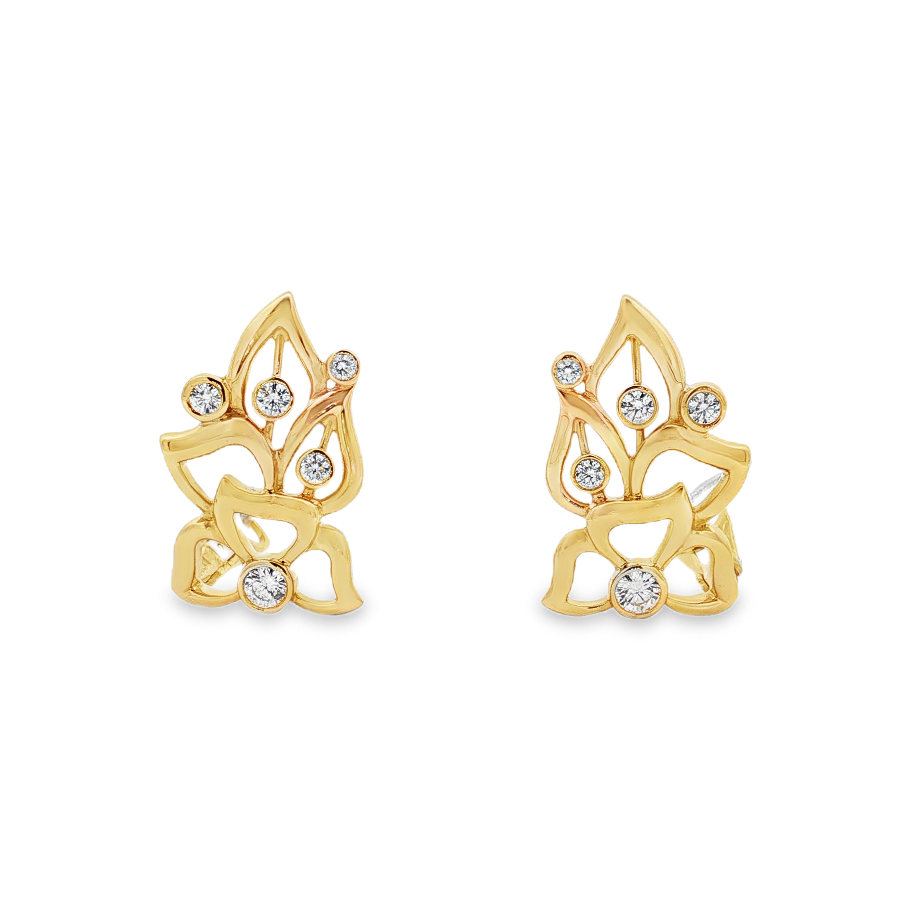 Carelle 18K Yellow Gold Diamond Florette Stud Earrings - 5858