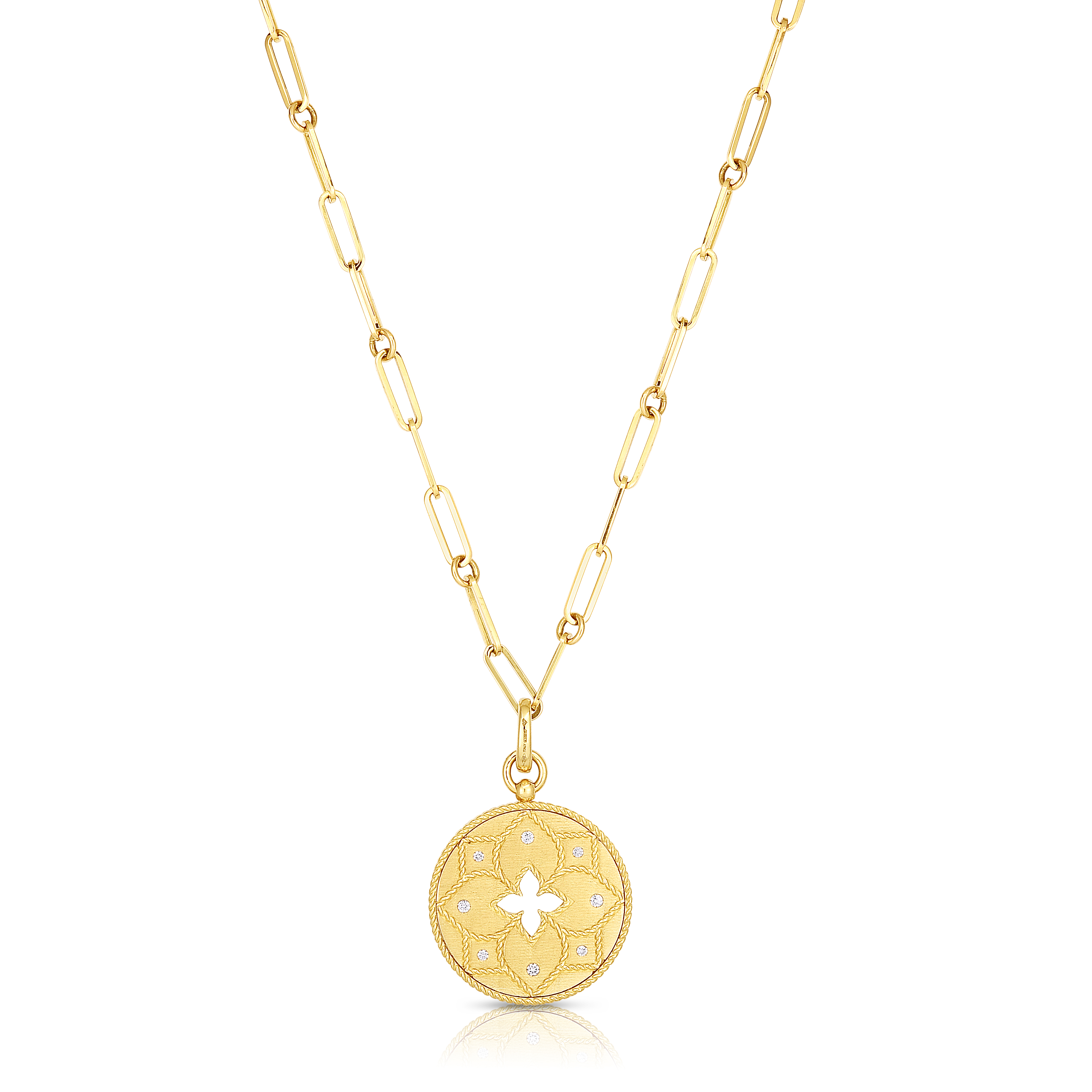 Roberto Coin 18K Yellow Gold Venetian Princess Paperclip Chain and Diamond Medallion Necklace