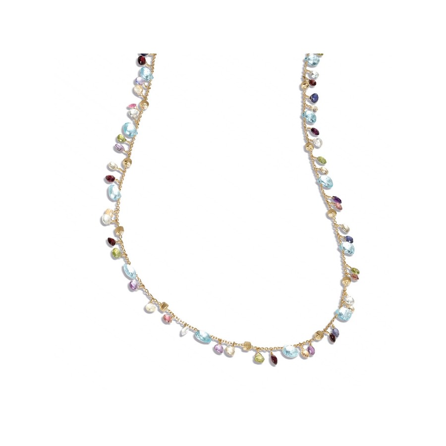 18K Yellow Gold Paradise Collection Blue Topaz and Gemstone Necklace