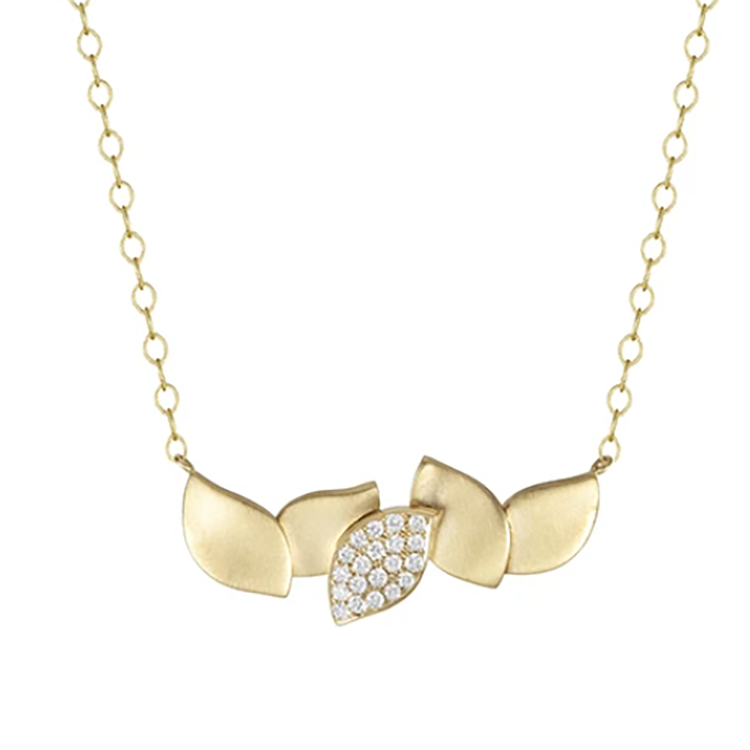 Carelle 18K Yellow Gold Diamond Layered Leaf Necklace
