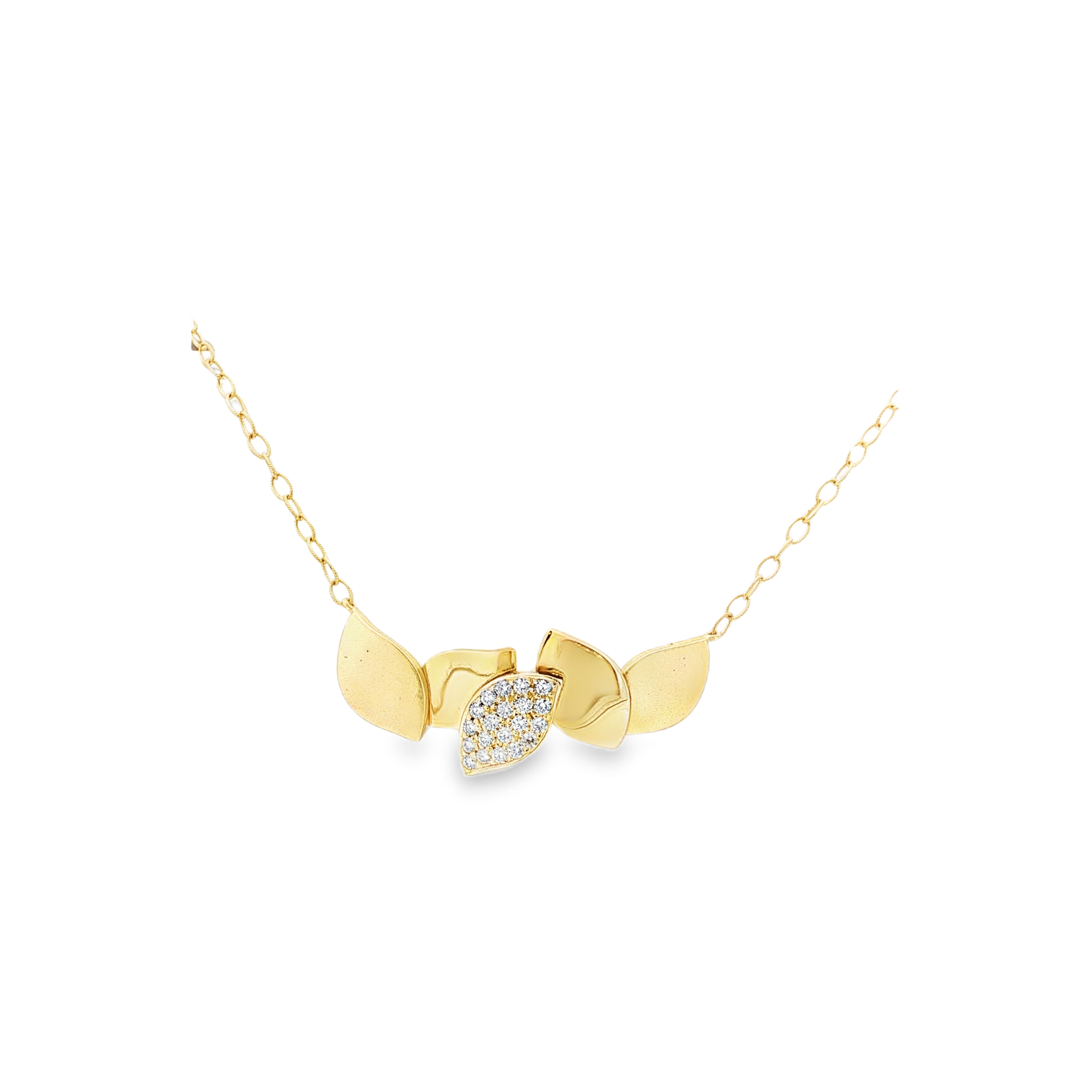 Carelle 18K Yellow Gold Diamond Layered Leaf Necklace - 5863