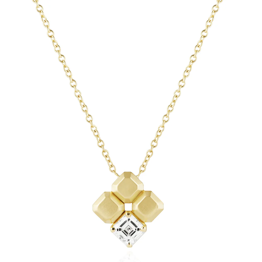 Carelle 18K Yellow Gold Pixel Square Diamond Necklace