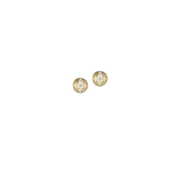 Carelle 18K Yellow Gold Diamond Disco Dot Stud Earrings