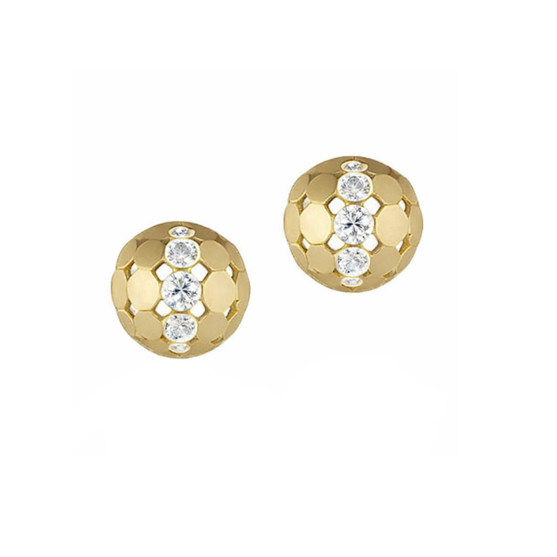 Carelle 18K Yellow Gold Diamond Disco Dot Stud Earrings