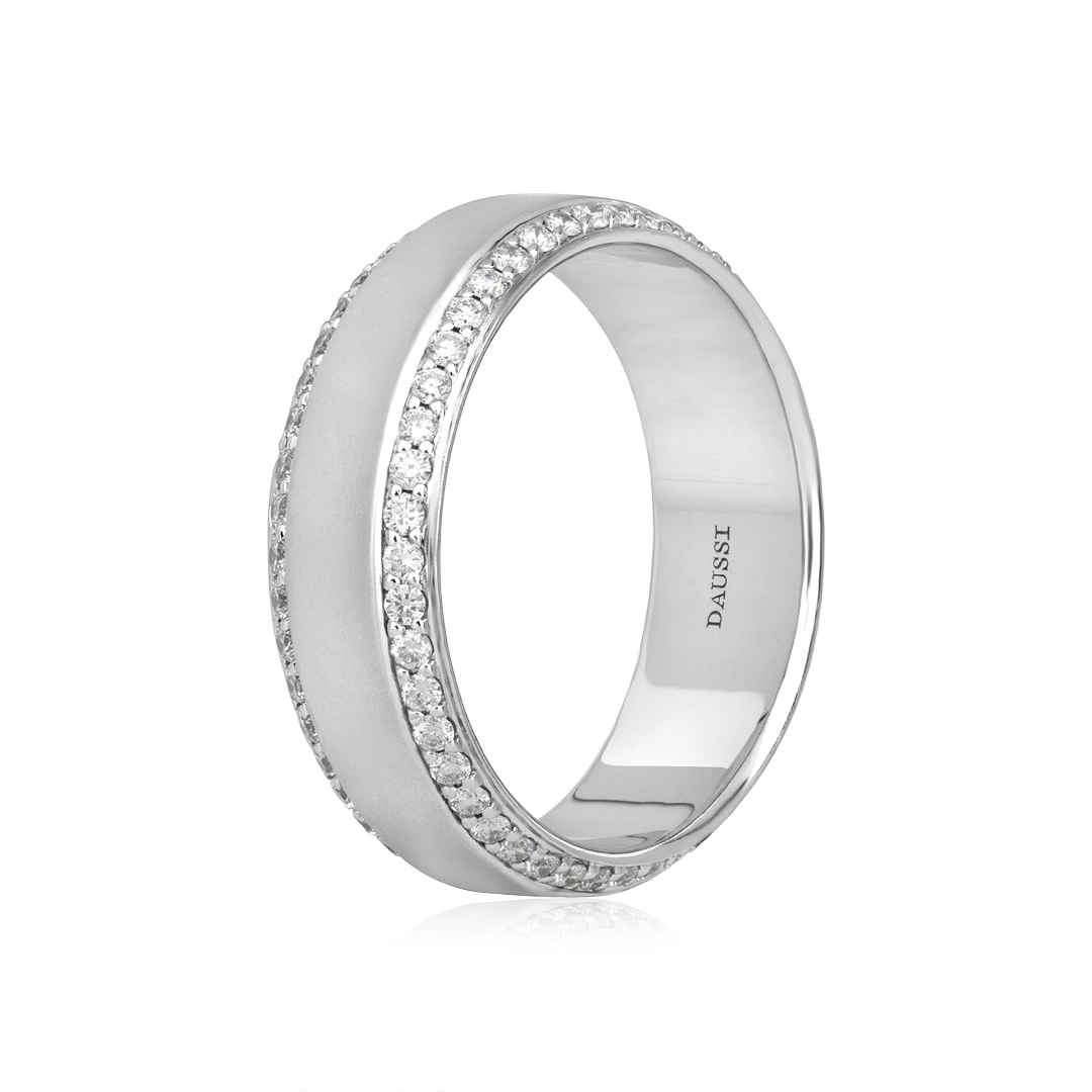 14K White Gold Diamond Men's Wedding Band