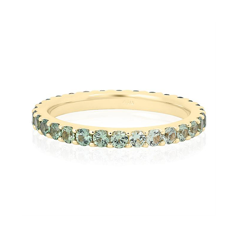 18K Yellow Gold Green Sapphire Band - 929