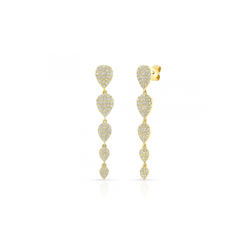 18K Yellow Gold Diamond Drop Earrings - 934