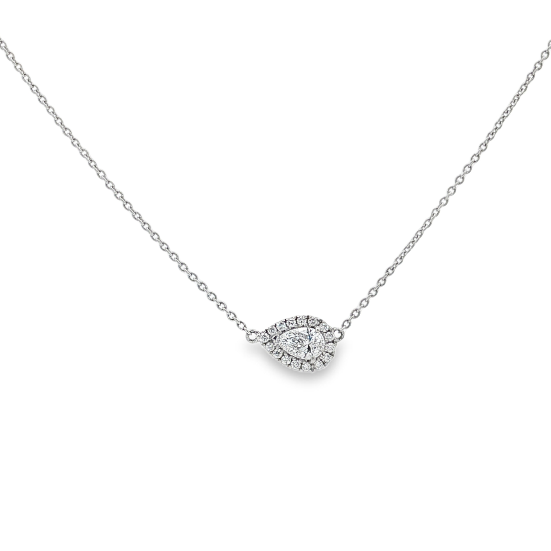 18K White Gold Diamond Halo Necklace - 947