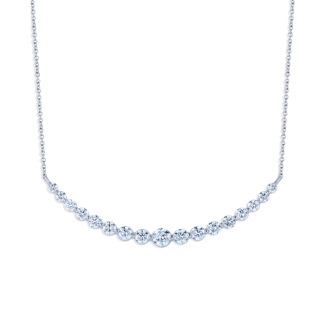 18K White Gold Diamond Line Necklace