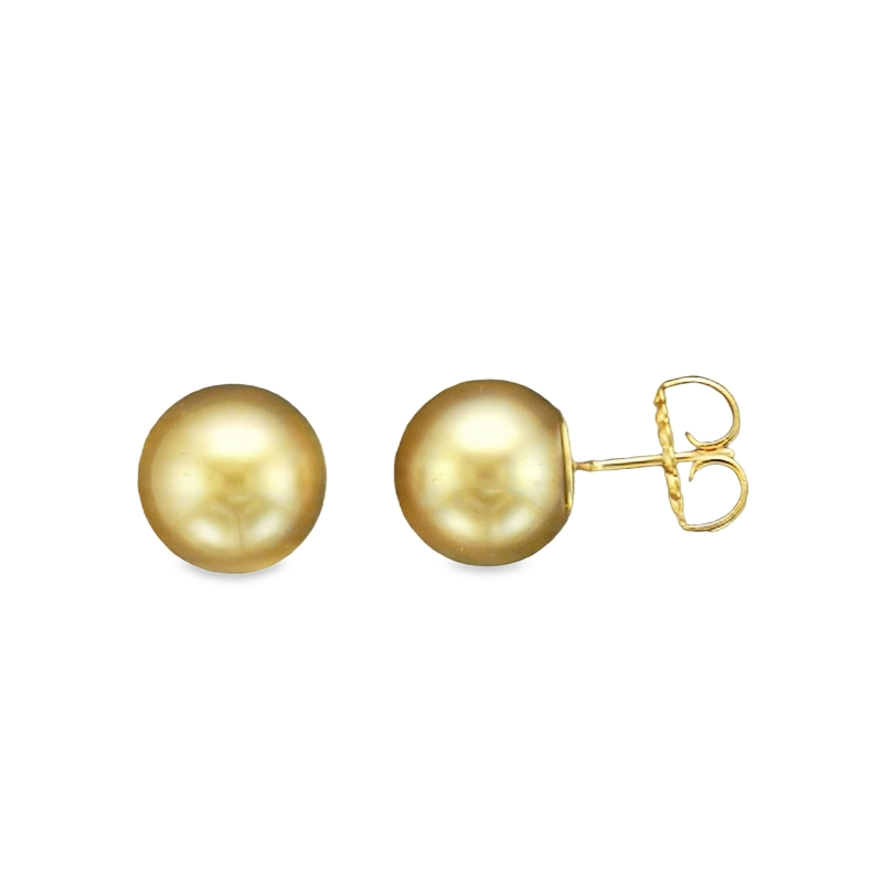18K Yellow Gold Pearl Stud Earrings itemprop=