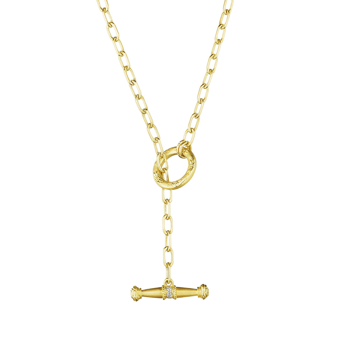 Penny Preville 18K Yellow Gold Large Flat Link Diamond Necklace - 91