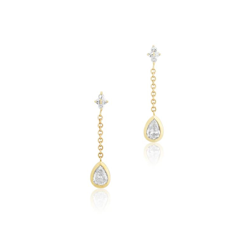 18K Yellow Gold Diamond Drop Earrings