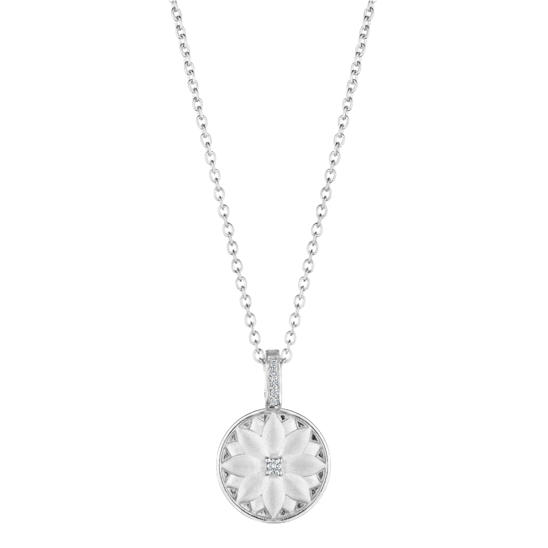 Penny Preville 18K White Gold Round Lotus Medallion