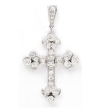Penny Preville 18K White Gold Classic Diamond Cross Pendant